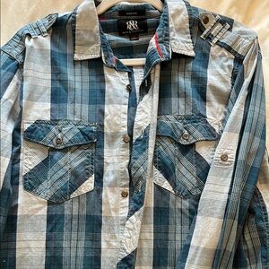 Men's Blue Plaid Shirt